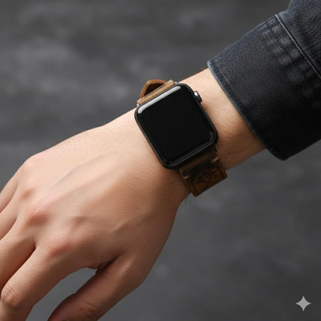 Męski gruby skórzany pasek do Apple Watch