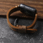 Bransoletka Apple Watch męska z grubą prawdziwą czarną skórą