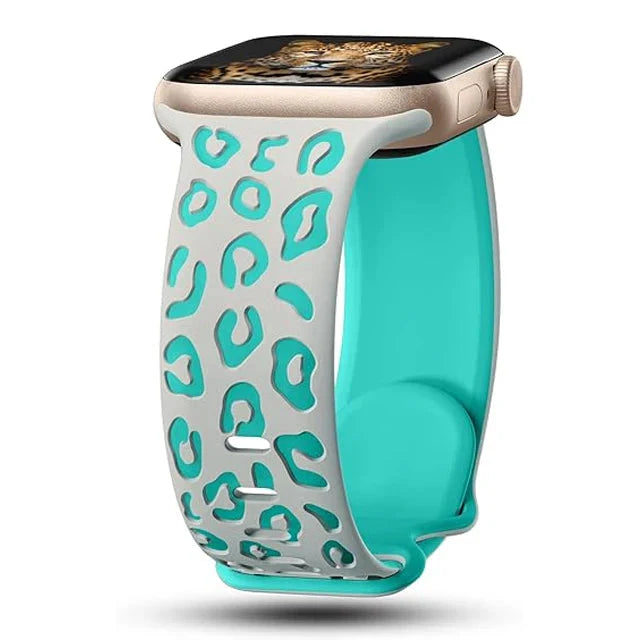 Bransoletka Apple Watch w cyjanowo-niebieski wzór lamparta