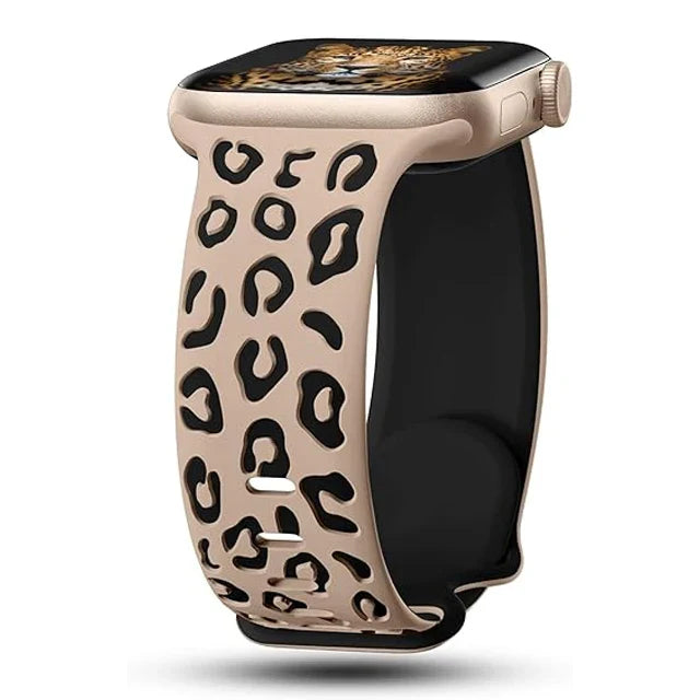 Bransoletka Apple Watch w beżowy wzór lamparta