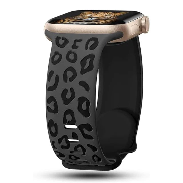Bransoletka Apple Watch w czarny wzór lamparta