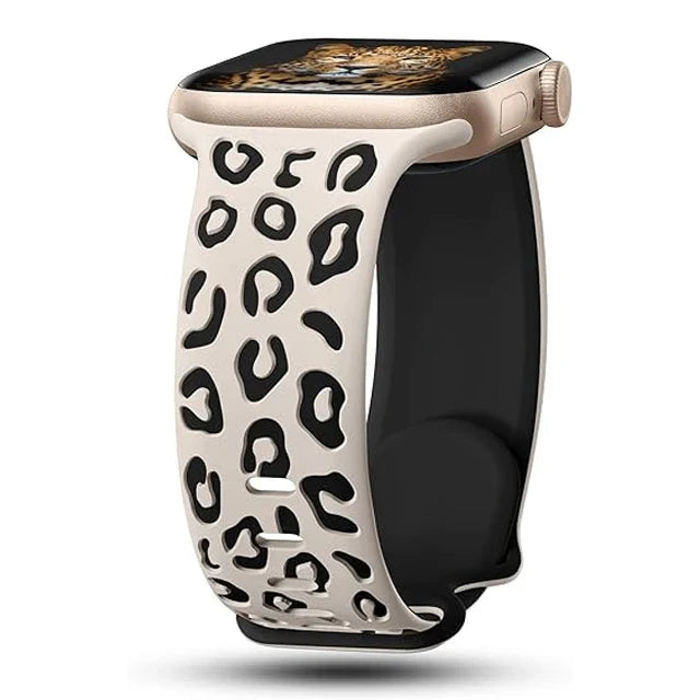 Bransoletka Apple Watch w jasnobeżowy wzór lamparta