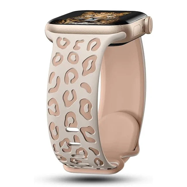 Bransoletka Apple Watch w jasnoróżowy wzór lamparta
