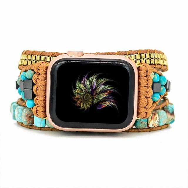 Bransoletka Apple Watch z naturalnym turkusowym kamieniem
