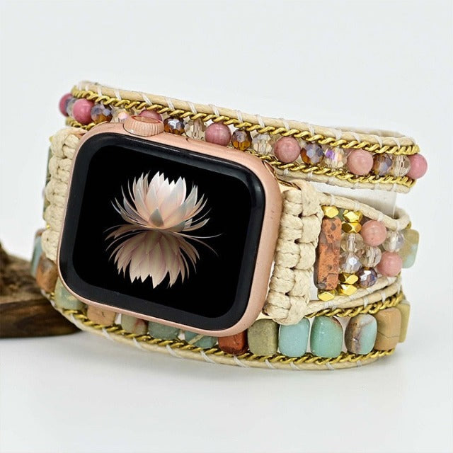 Bransoletka Apple Watch z naturalnym kamieniem w stylu boho