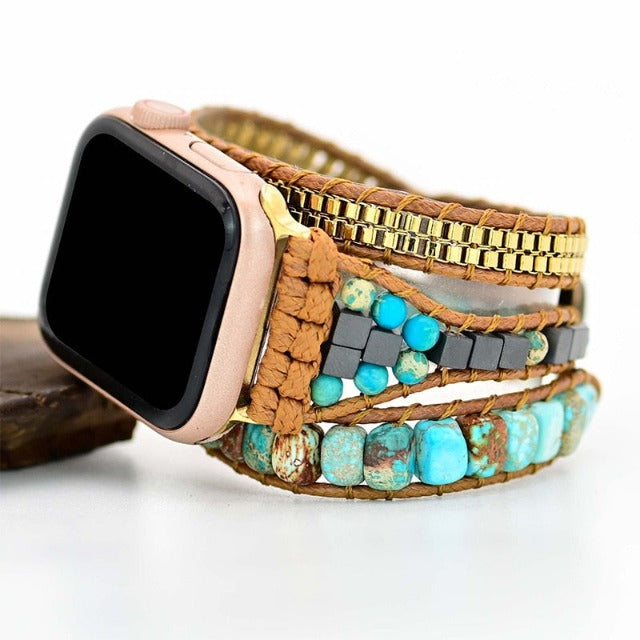 Bransoletka Apple Watch z naturalnym turkusowym kamieniem