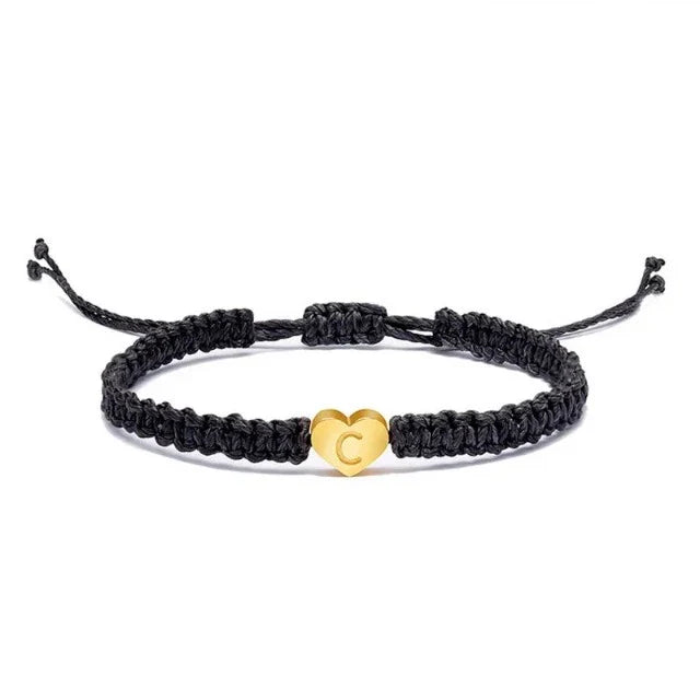 Bransoletka z sercem i inicjałem, złoto