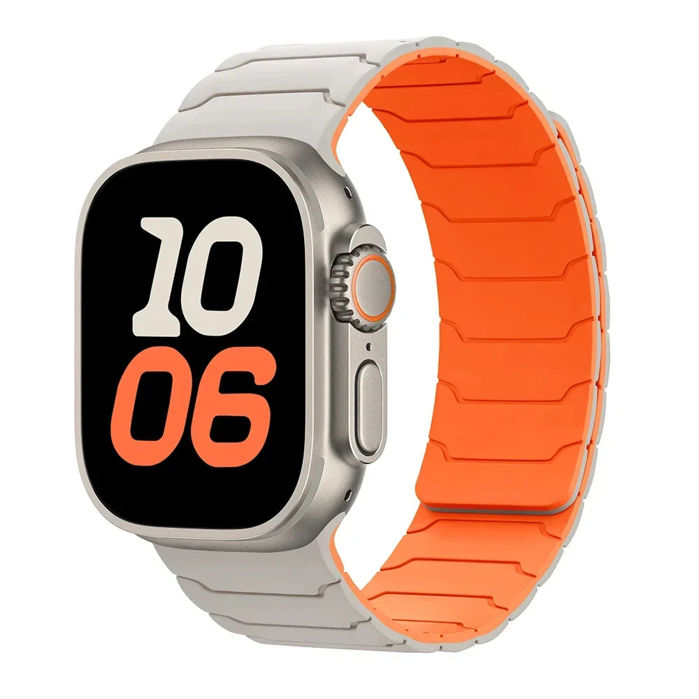 Magnetyczny pasek zamienny do Apple Watch biało-pomarańczowy