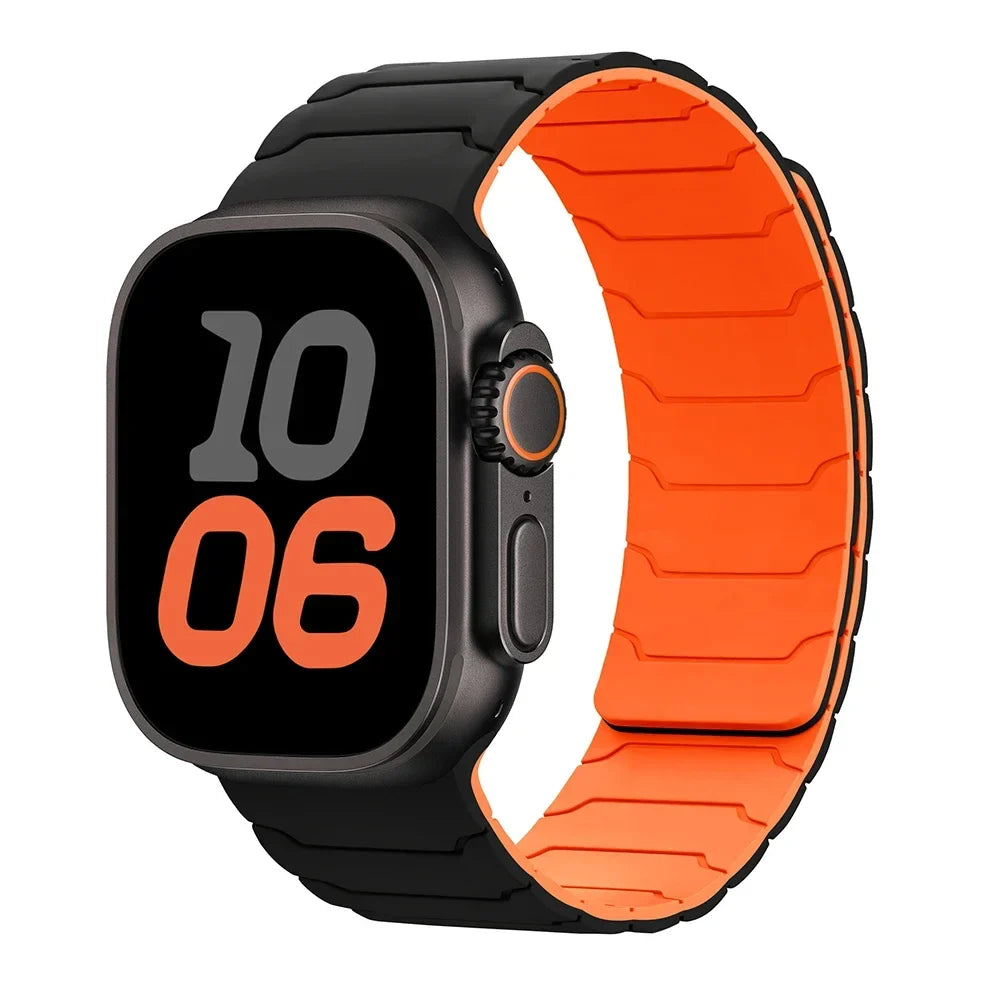 Magnetyczny pasek zamienny do Apple Watch czarno-pomarańczowy