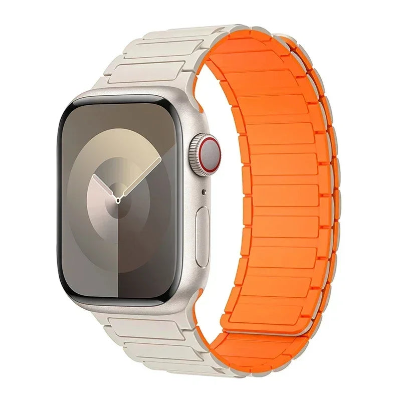Magnetyczny pasek zastępczy do Apple Watch beżowo-pomarańczowy
