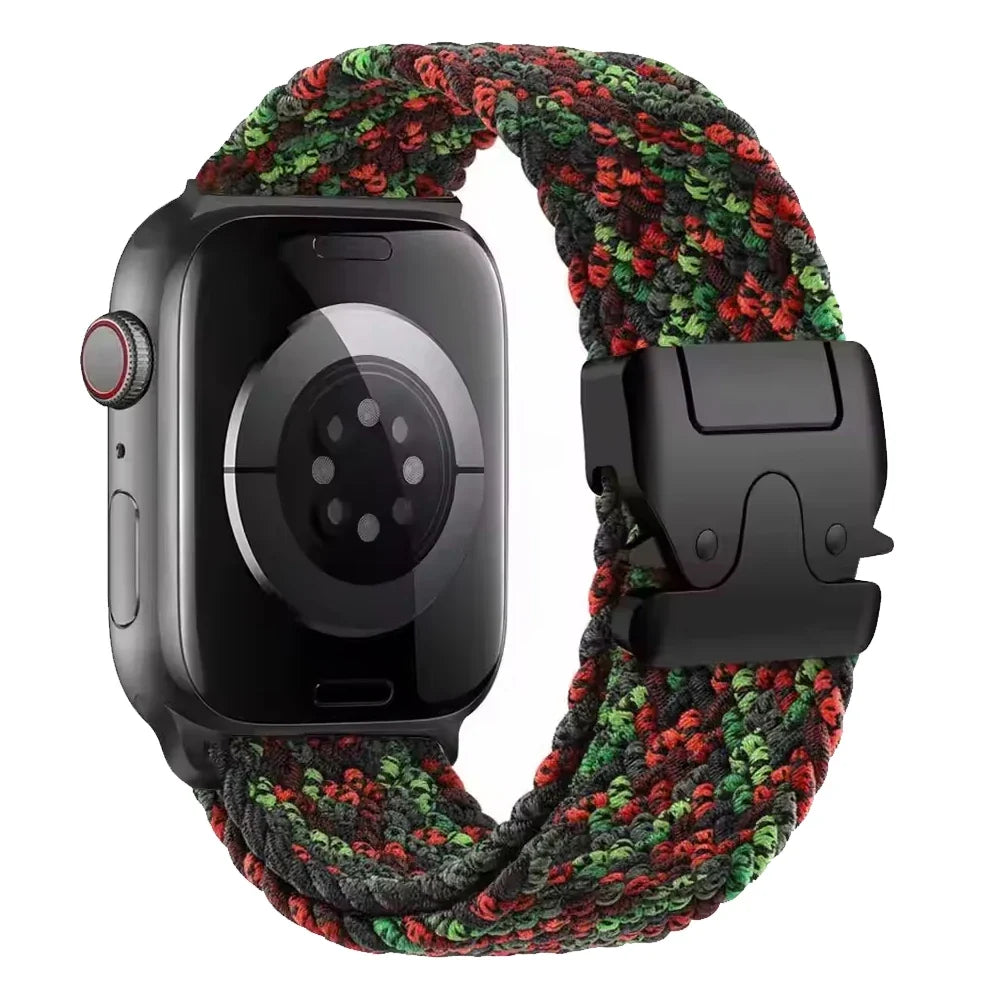 Pasek zamienny do Apple Watch z czerwono-zielonej linki spadochronowej