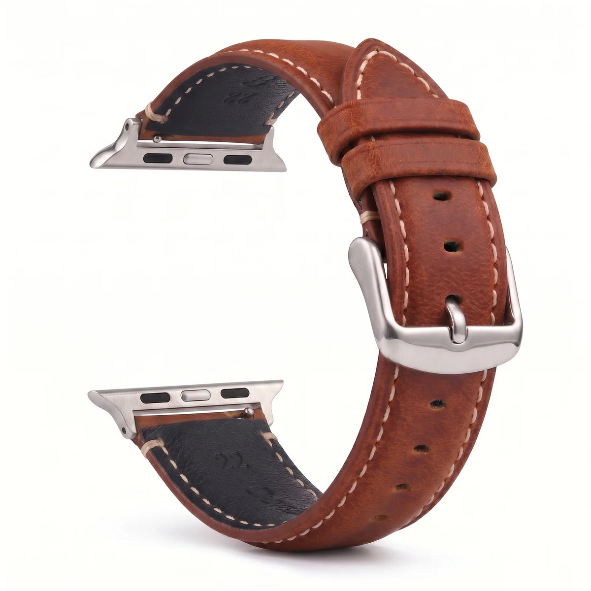 Klasyczny brązowo-srebrny skórzany pasek zamienny do Apple Watch