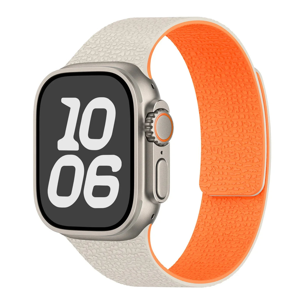 Wymienny magnetyczny pasek silikonowy do Apple Watch w kolorze beżowo-pomarańczowym