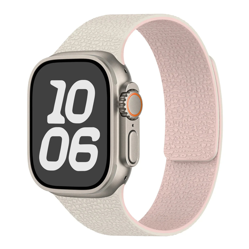 Wymienny magnetyczny pasek silikonowy do Apple Watch w kolorze biało-różowym