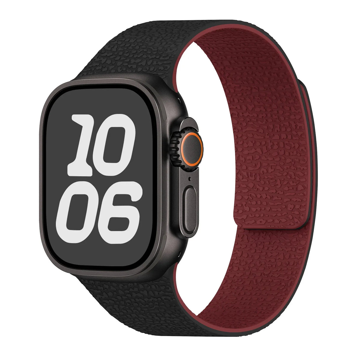 Wymienny magnetyczny pasek silikonowy do Apple Watch w kolorze czarno-bordowym