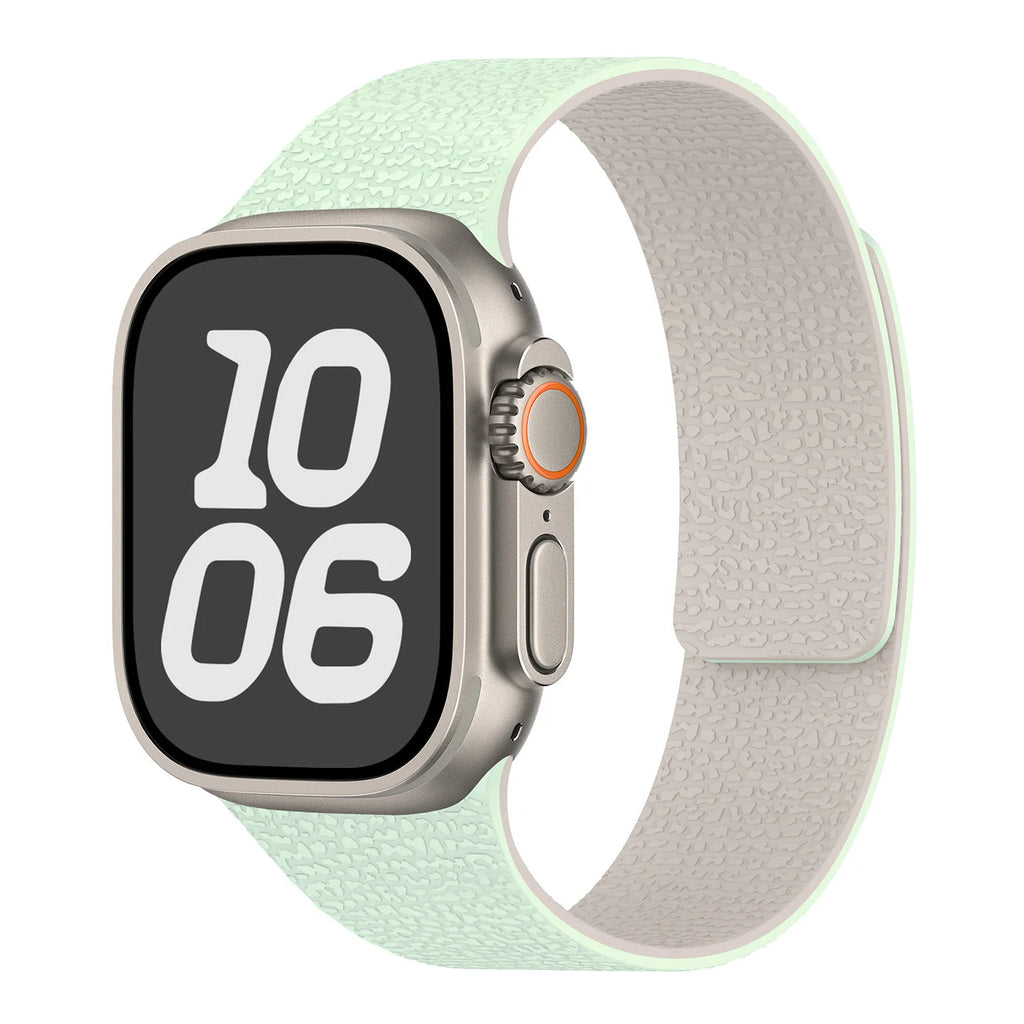Wymienny magnetyczny pasek silikonowy do Apple Watch w kolorze biało-miętowo-zielonym