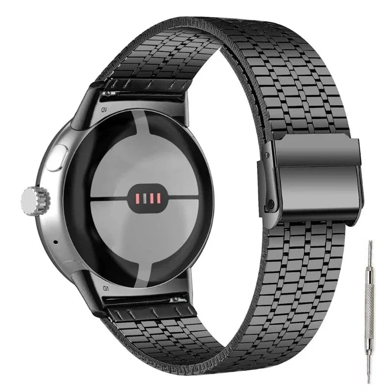 Bransoletka ze Stali Hartowanej Pleciona do Smartwatch Google Pixel Watch 1 & 2 czarna