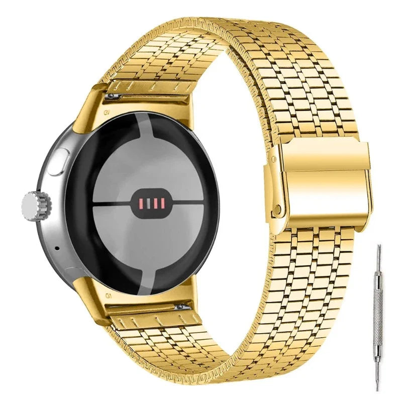 Bransoletka ze Stali Hartowanej Pleciona do Smartwatch Google Pixel Watch 1 & 2 złota