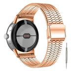Bransoletka ze Stali Hartowanej Pleciona do Smartwatch Google Pixel Watch 1 & 2 różowo-złota