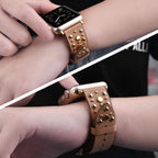 Skórzany pasek z nitami do Apple Watch