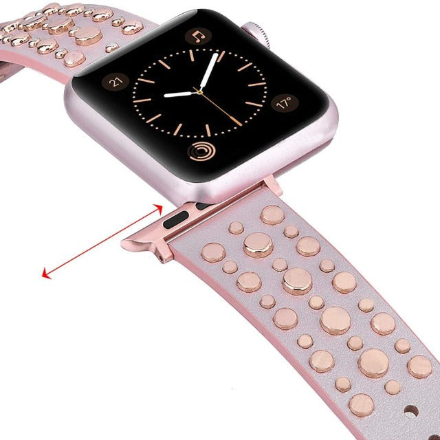 Skórzany pasek z nitami do Apple Watch