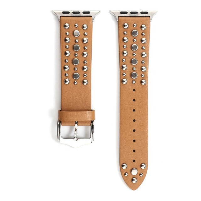 Skórzany pasek z nitami do Apple Watch