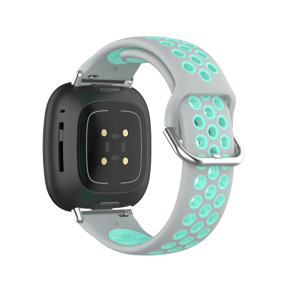 Silikonowy pasek do zegarka Fitbit Versa 3, Versa 4, Sense 1 i Sense 2 szaro-cyjanowy
