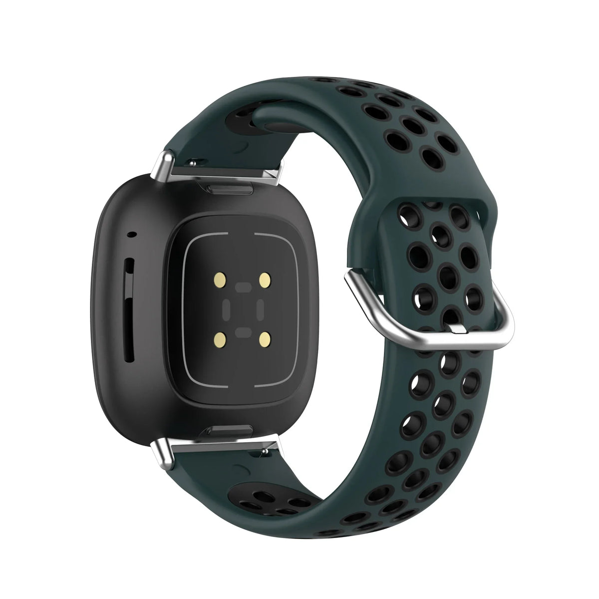 Silikonowy pasek do zegarka Fitbit Versa 3, Versa 4, Sense 1 i Sense 2 zielono-czarny