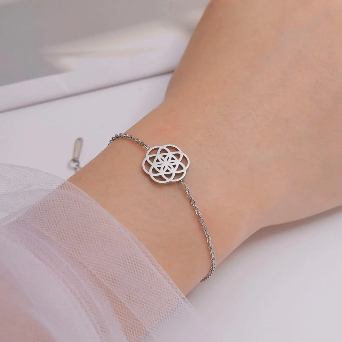 Bransoletka Mandala Geometria Święta Kobieta srebro