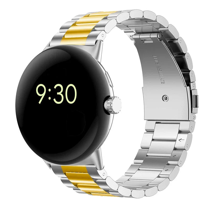 Bransoleta zegarka ze stali hartowanej Smartwatch Google Pixel Watch 1 & 2 srebrno-złota