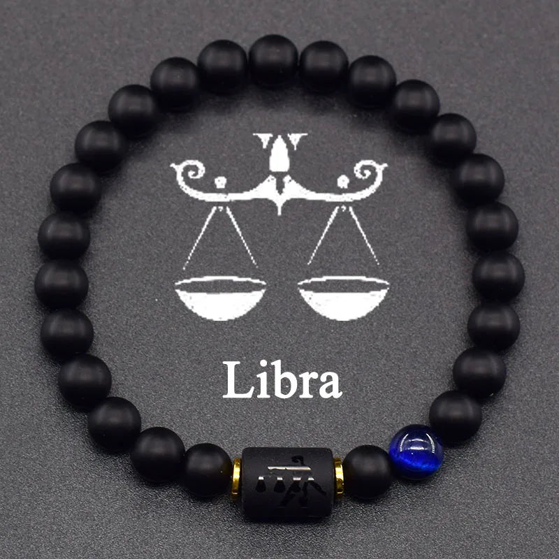 Czarna bransoletka znak zodiaku Astro czarna 12 konstelacji waga