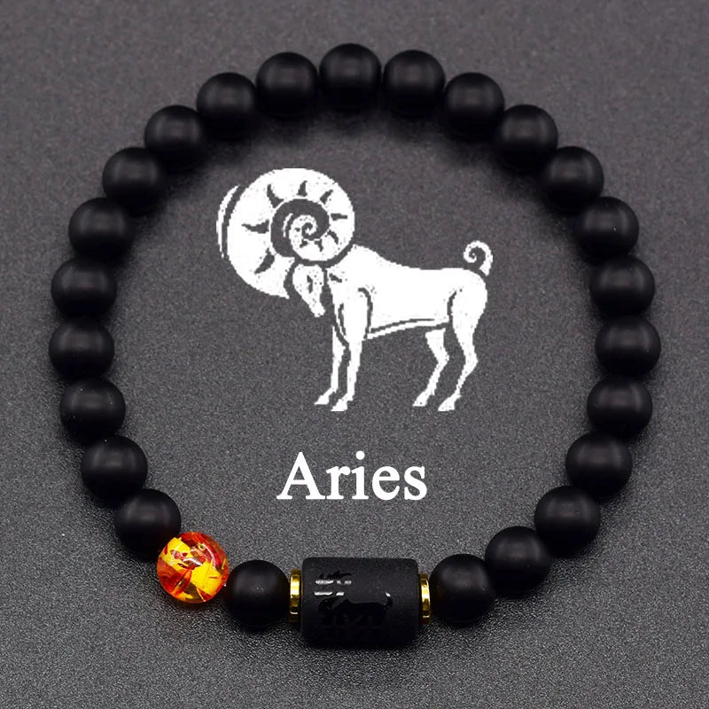 Czarna bransoletka znak zodiaku Astro czarna 12 konstelacji baran