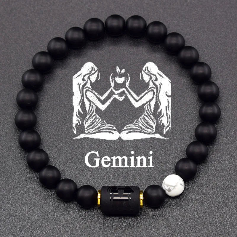 Czarna bransoletka znak zodiaku Astro czarna 12 konstelacji bliźnięta
