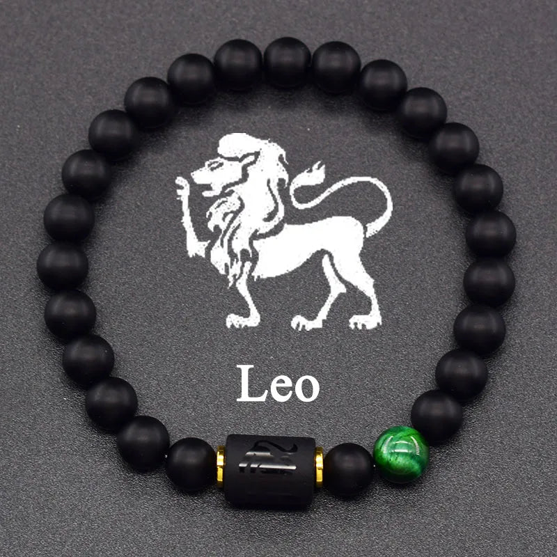 Czarna bransoletka znak zodiaku Astro czarna 12 konstelacji lew