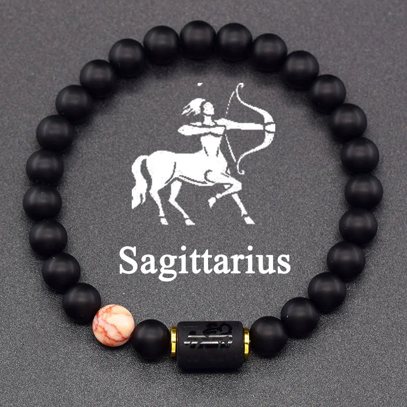 Czarna bransoletka znak zodiaku Astro czarna 12 konstelacji strzelec