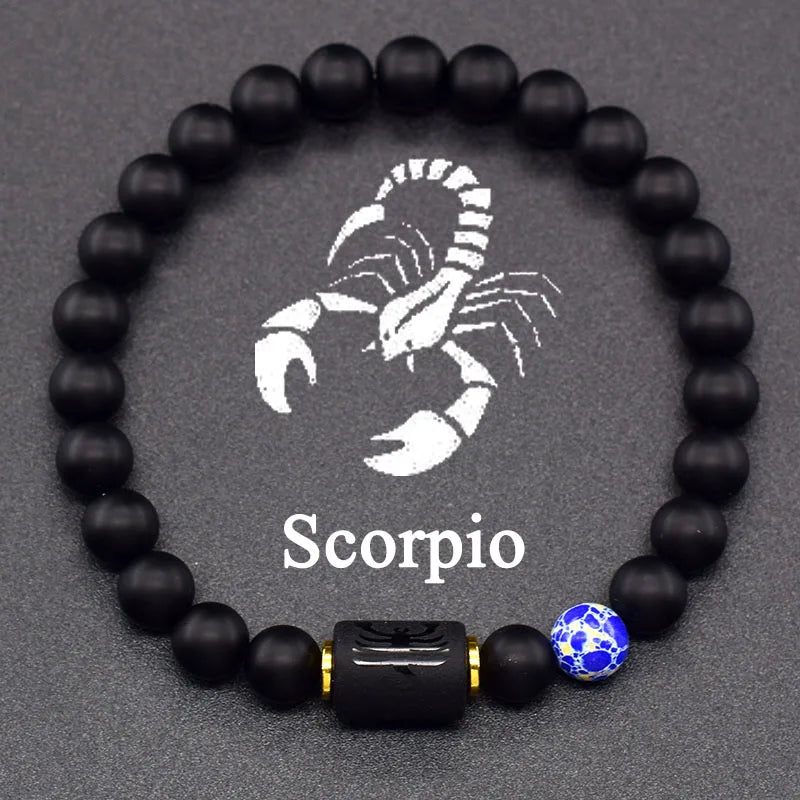 Czarna bransoletka znak zodiaku Astro czarna 12 konstelacji skorpion