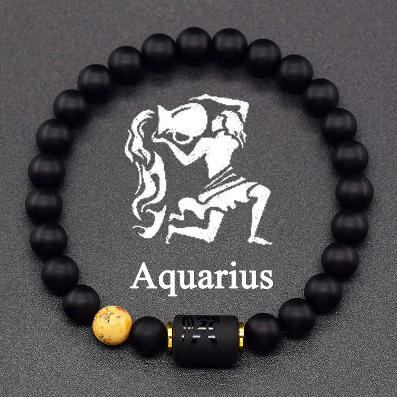Czarna bransoletka znak zodiaku Astro czarna 12 konstelacji wodnik
