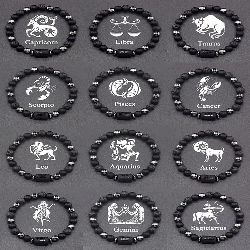 Bransoletka z koralików z znakami zodiaku 12 konstelacji