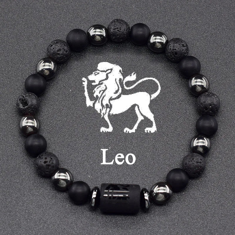 Bransoletka z koralików z znakiem zodiaku 12 konstelacji lew