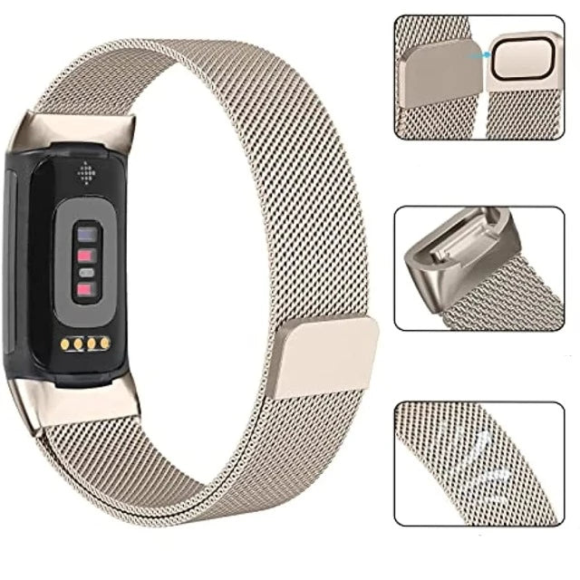 Bransoletka do zegarka Fitbit Charge 3 Charge 4 Charge 5 srebrna