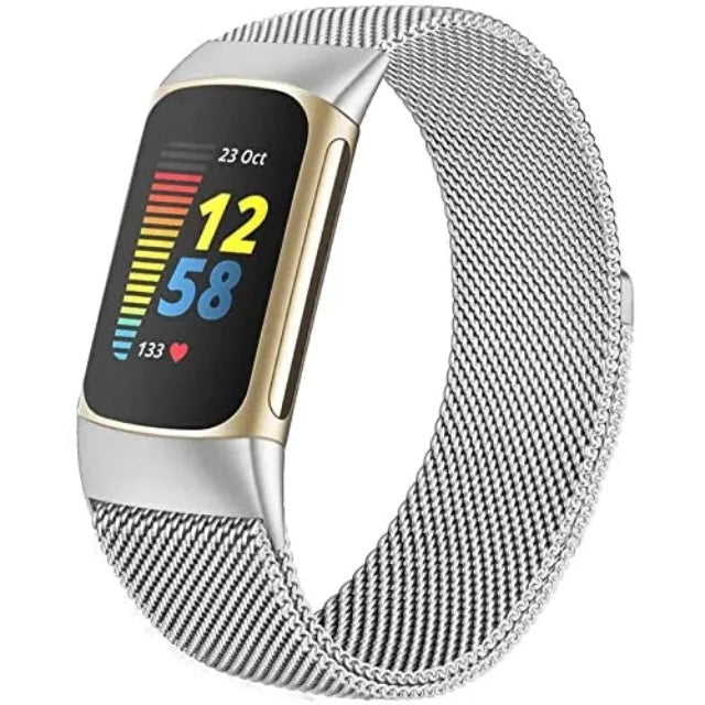 Bransoletka do zegarka Fitbit Charge 3 Charge 4 Charge 5 srebrna
