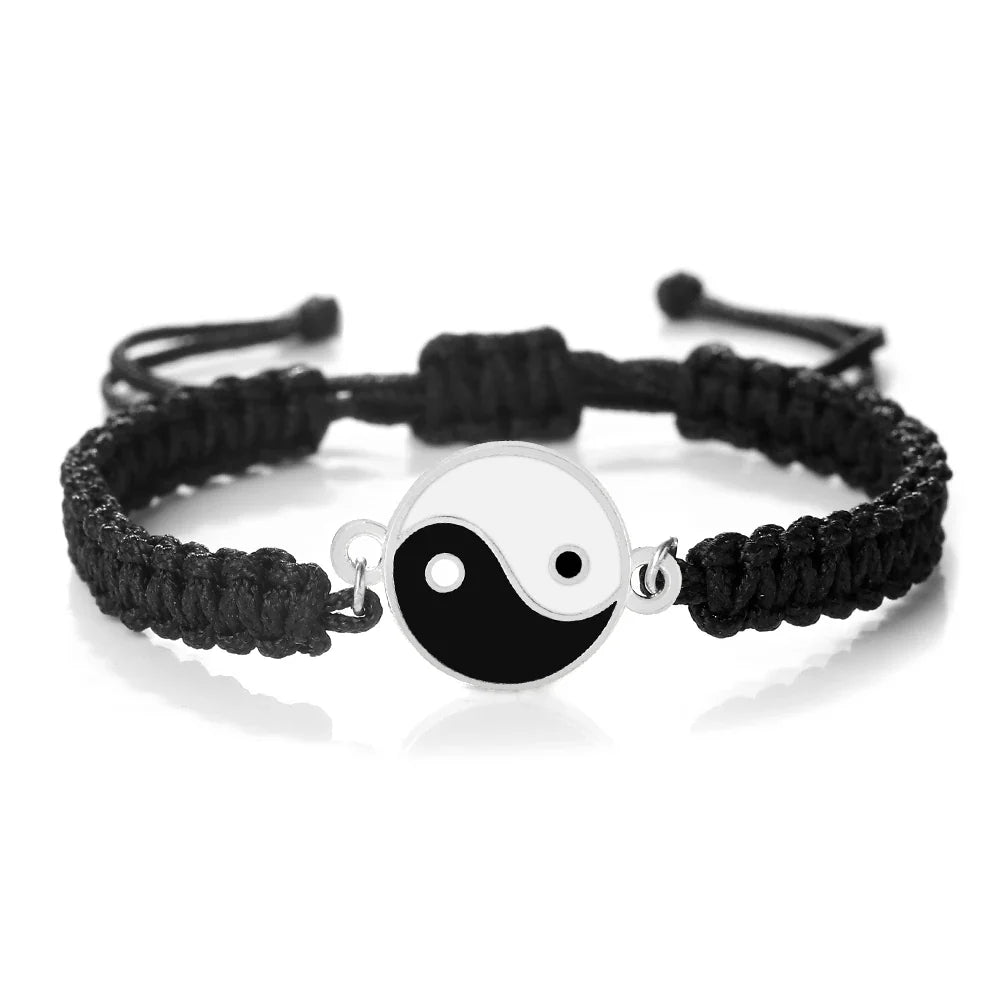 Bransoletka Pleciona Yin Yang czarno-srebrna