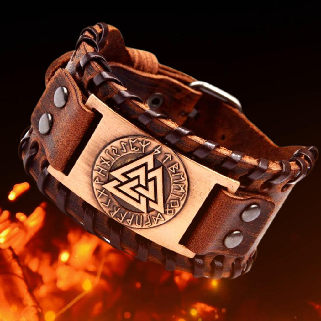 Bransoletka Wikingów Valknut brązowa