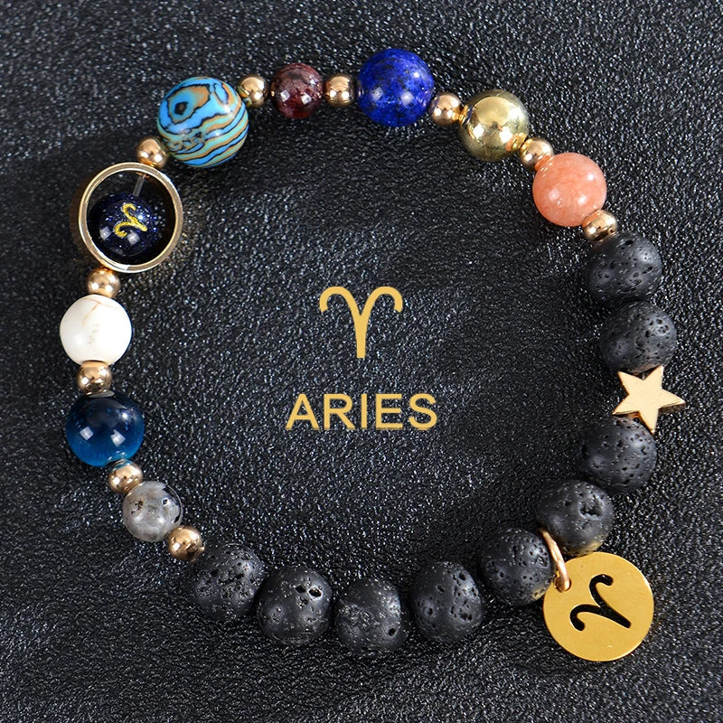 Bransoletki z kamienia lawowego 12 konstelacji znaków zodiaku baran