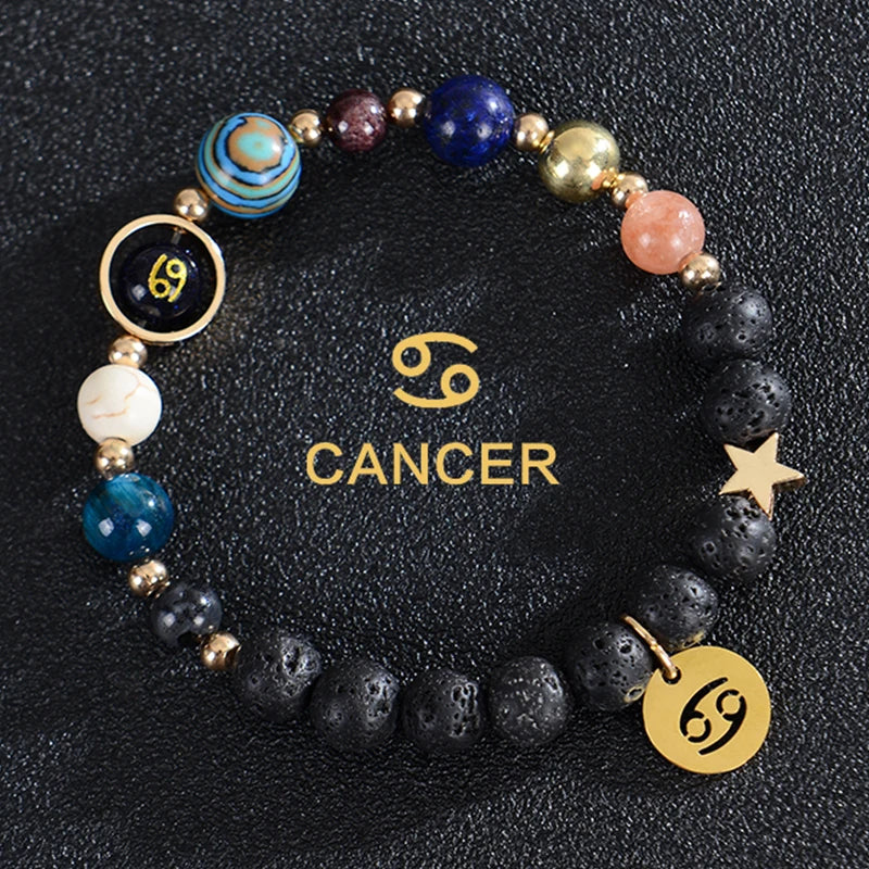 Bransoletki z kamienia lawowego 12 konstelacji znaków zodiaku rak