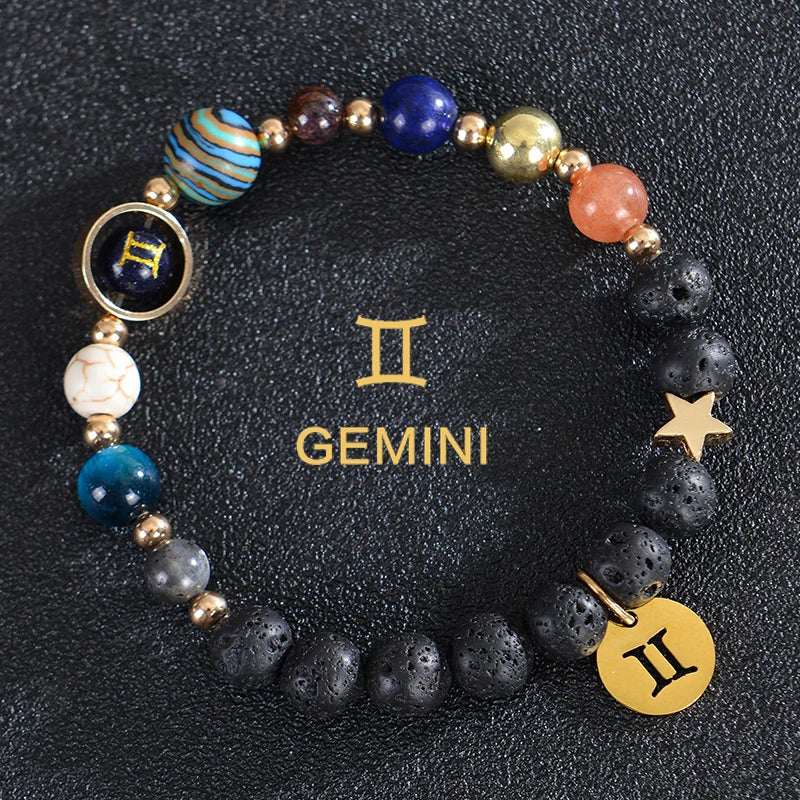 Bransoletki z kamienia lawowego 12 konstelacji znaków zodiaku bliźnięta