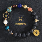 Bransoletki z kamienia lawowego 12 konstelacji znaków zodiaku ryby