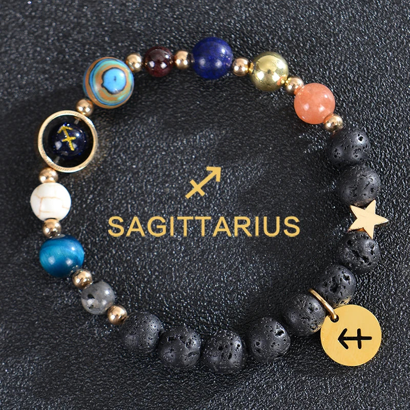 Bransoletki z kamienia lawowego 12 konstelacji znaków zodiaku strzelec