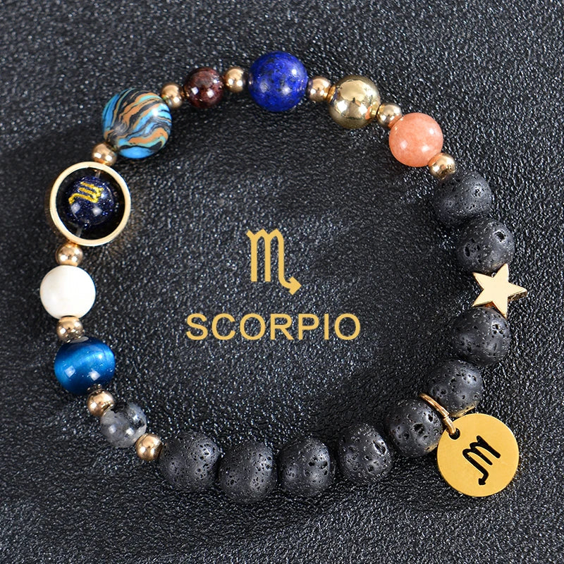 Bransoletki z kamienia lawowego 12 konstelacji znaków zodiaku skorpion