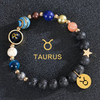 Bransoletki z kamienia lawowego 12 konstelacji znaków zodiaku byk